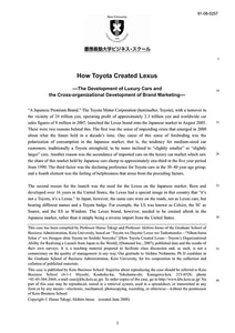 How Toyota Created Lexus -The Development of Luxury Cars and the Cross-organizational Development of Brand Marketing-