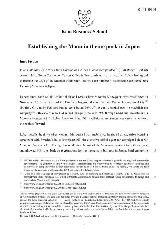 Establishing the Moomin Theme Park in Japan