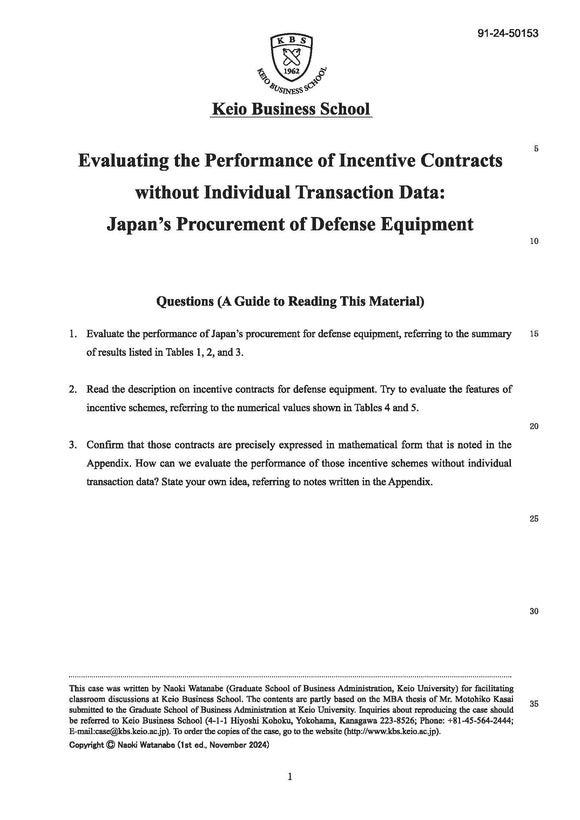 Evaluating the Performance of Incentive Contracts without Individual Transaction Data: Japan's Procurement of Defense Equipment