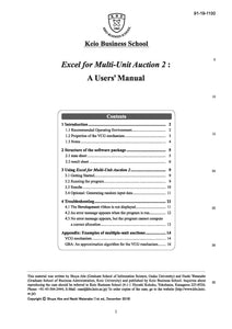 Excel for Multi-Unit Auction 2 : A Users' Manual