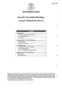 Excel for Two-Sided Matching: A Users’ Manual for Ver.3.2