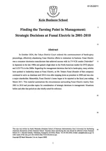 Finding a Turning Point in Management: Strategic Decisions at Funai Electric in 2001-2010