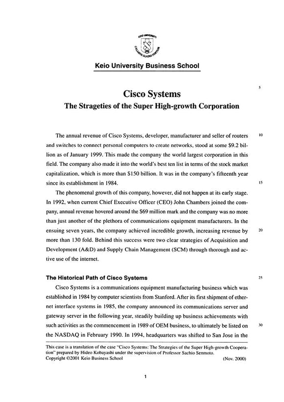 Cisco Systems  The Strageties of the Super High-growth Corporation