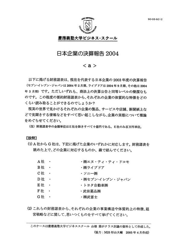 日本企業の決算報告2004＜a＞