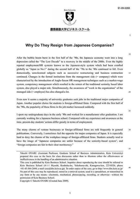 Why Do They Resign from Japanese Companies?