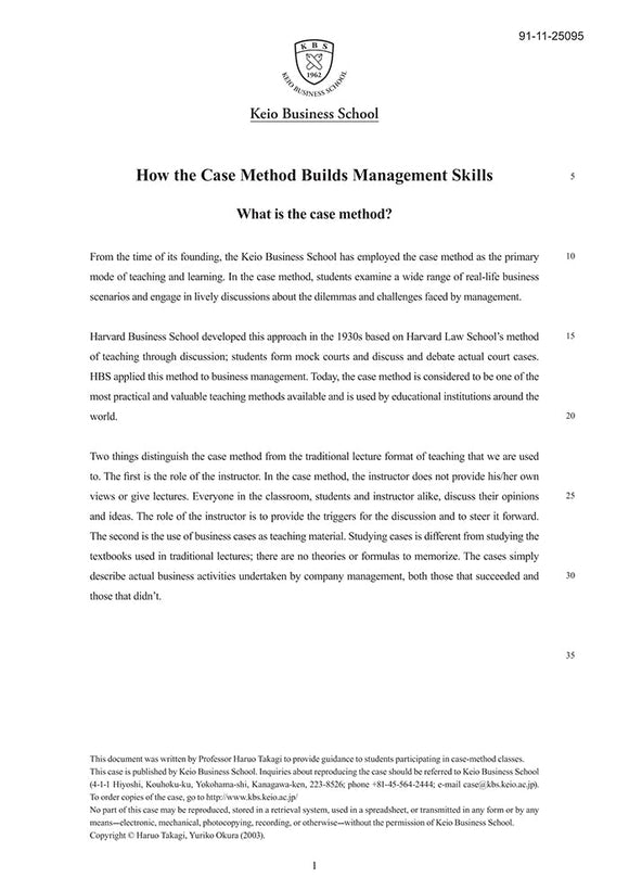 How the Case Method Builds Management Skills