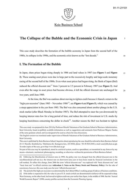 The Collapse of the Bubble and the Economic Crisis in Japan