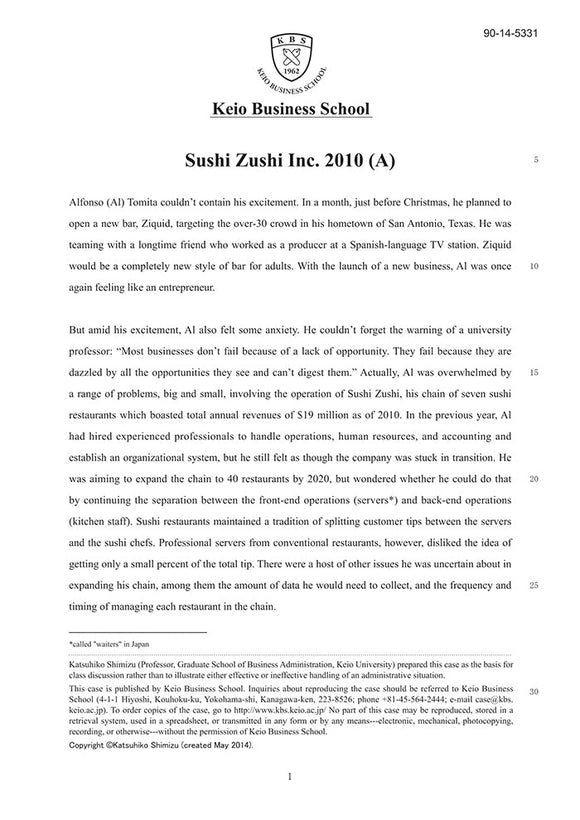 Sushi Zushi Inc. 2010（A）