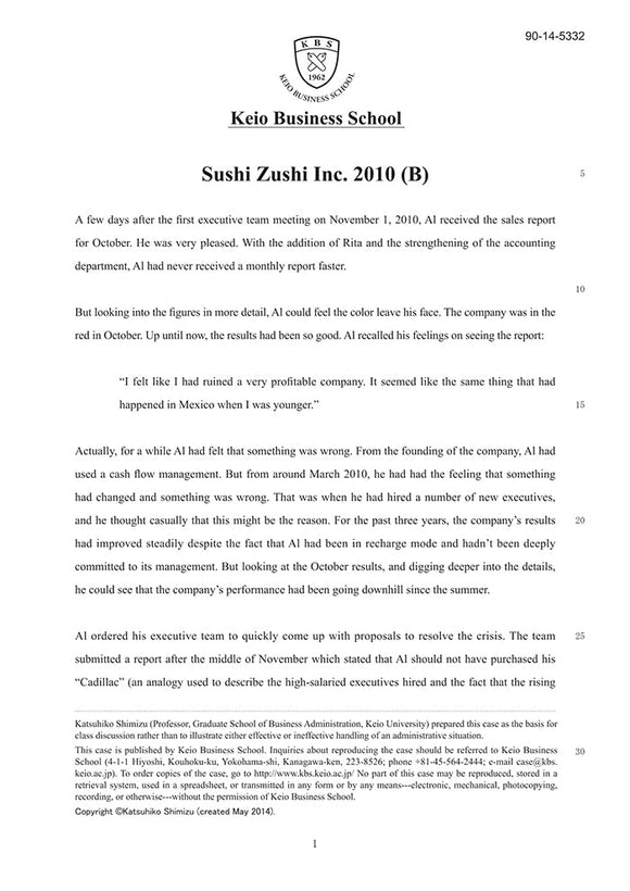Sushi Zushi Inc. 2010（B）