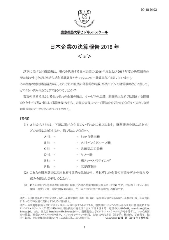 日本企業の決算報告2018年＜a＞