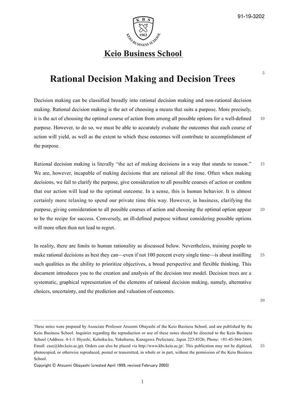 Rational Decision Making and Decision Trees