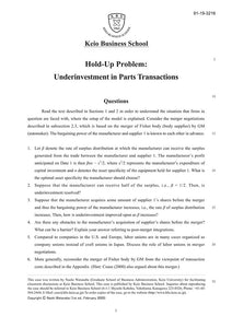 Hold-Up Problem: Underinvestment in Parts Transactions