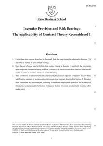 Incentive Provision and Risk Bearing: The Applicability of Contract Theory Reconsidered I