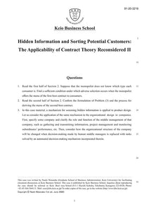 Hidden Information and Sorting Potential Customers: The Applicability of Contract Theory Reconsidered II