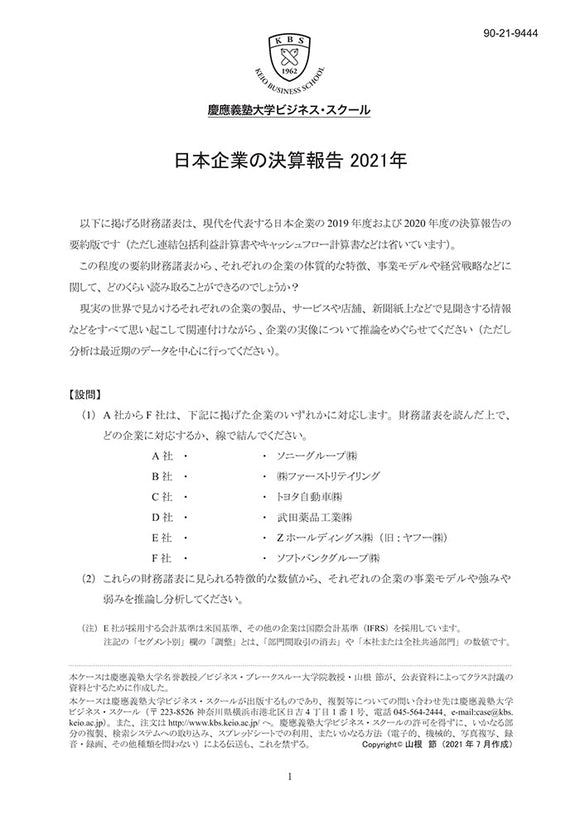 日本企業の決算報告2021年