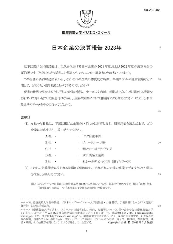 日本企業の決算報告2023年